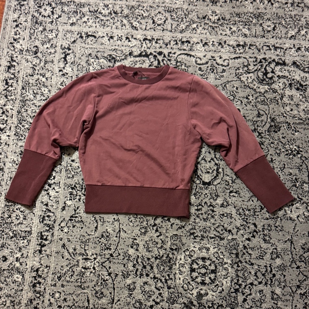 Washed Burgandy  joes cotton sweatshirt with ribbed cuffs